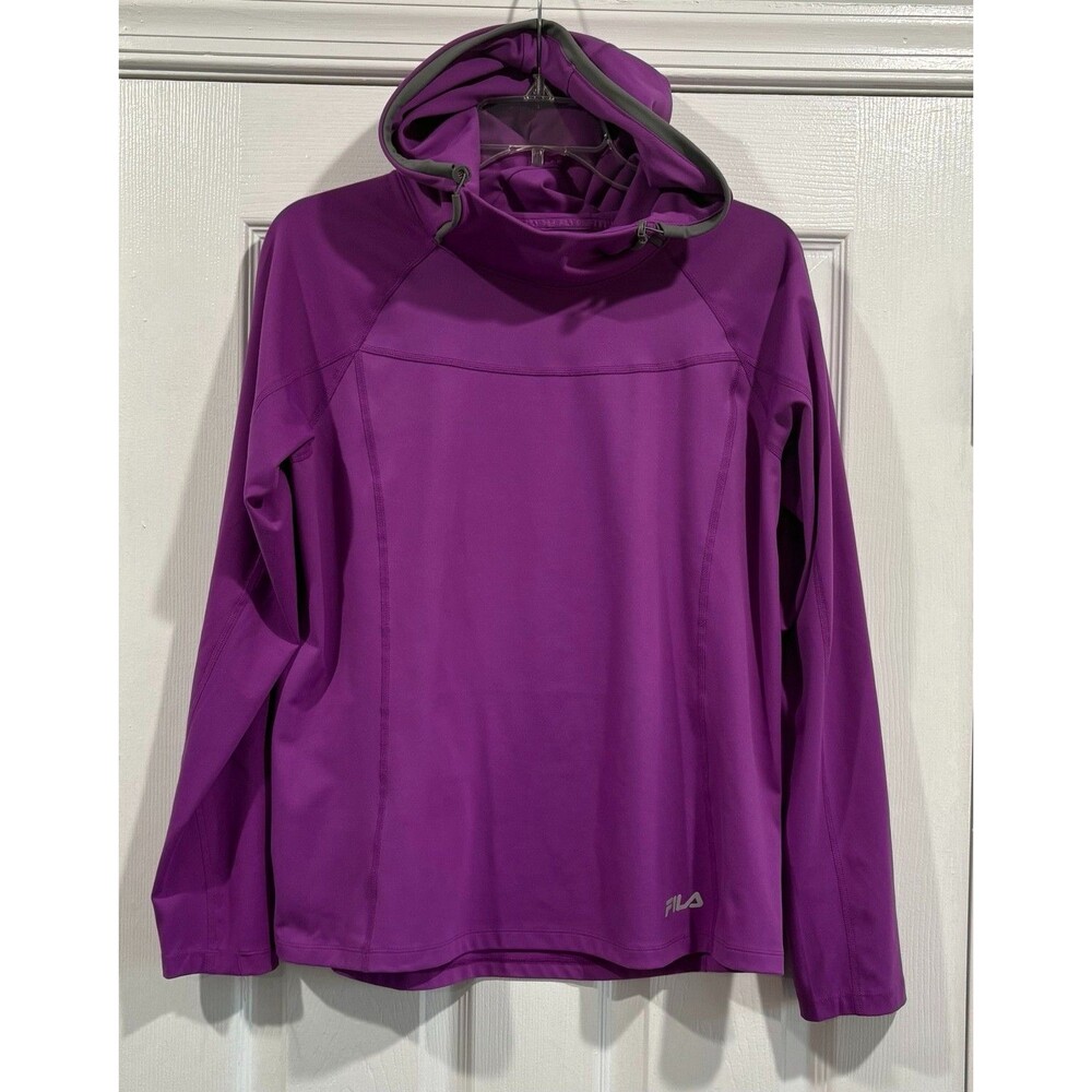 FILA Women’s Performance Hoodie Size S Purple Stretch Athletic Pullover